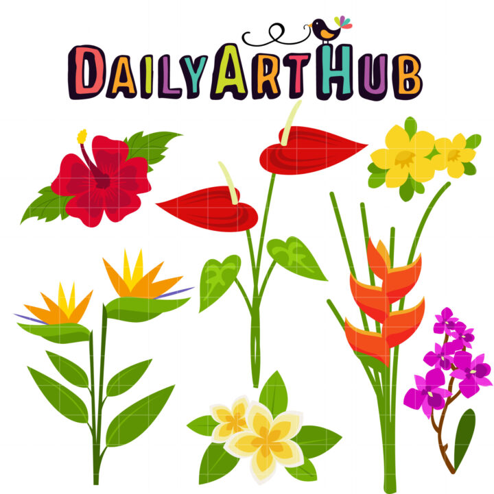 Tropical Flowers Clip Art Set – Daily Art Hub // Graphics, Alphabets & SVG