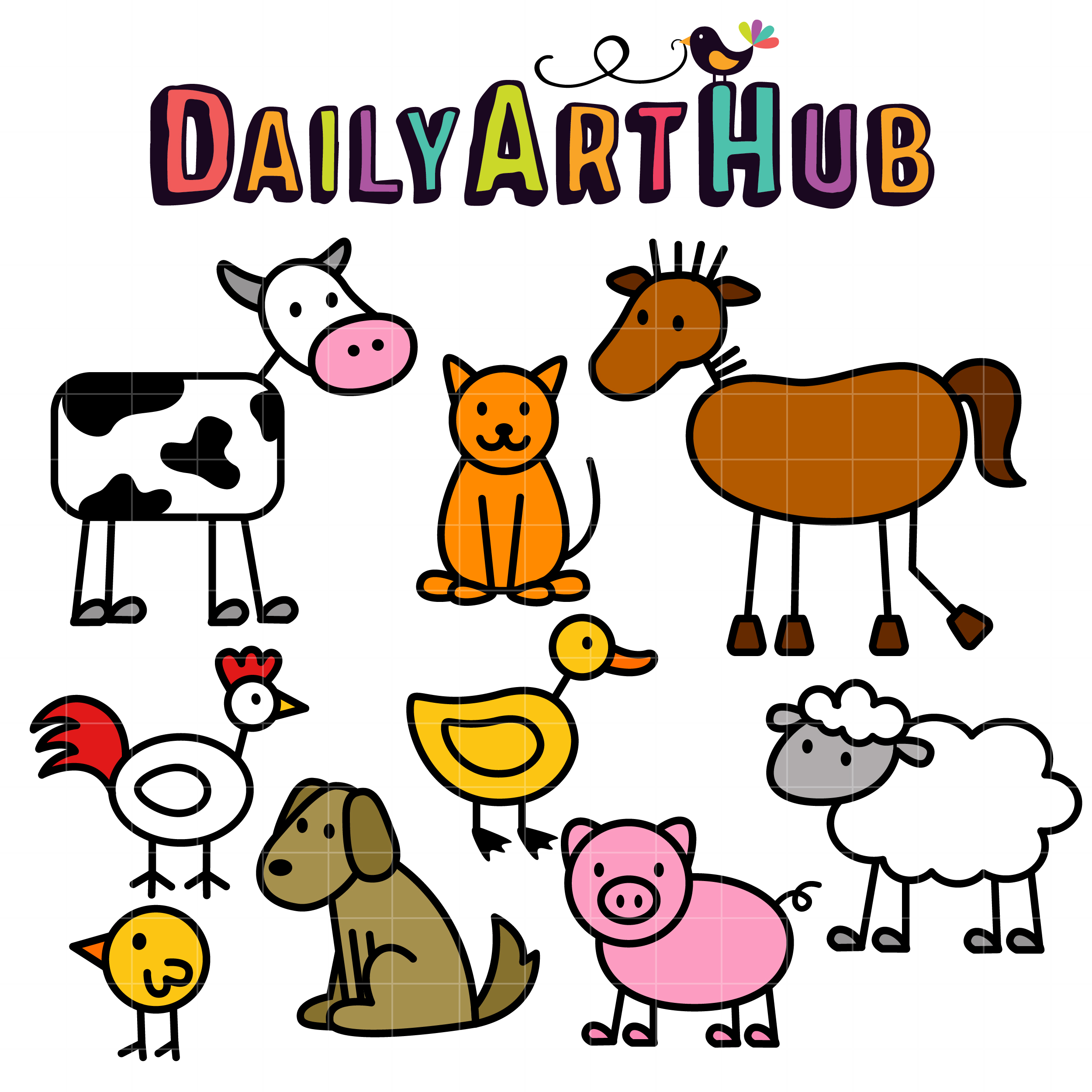 Stick Farm Animals Clip Art Set – Daily Art Hub – Free Clip Art Everyday