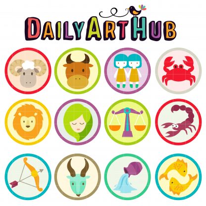 Cute Zodiac Signs Clip Art Set – Daily Art Hub – Free Clip Art Everyday