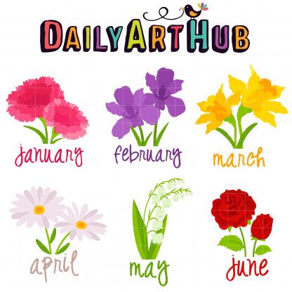 Flower of the Month Clip Art Set – Daily Art Hub – Free Clip Art Everyday