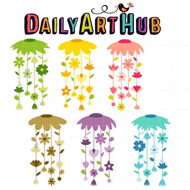 Floral Wind Chimes Clip Art Set – Daily Art Hub // Graphics, Alphabets