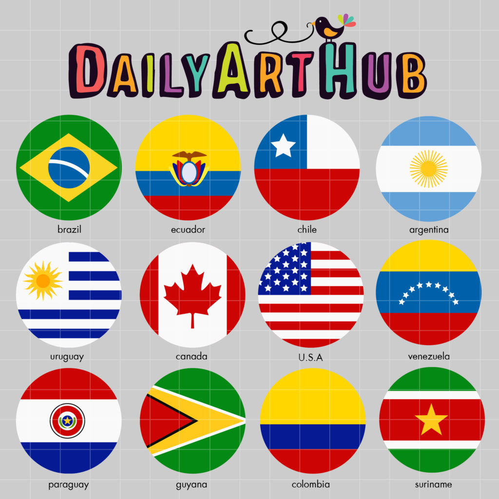 North and South American Flags Clip Art Set – Daily Art Hub // Graphics ...