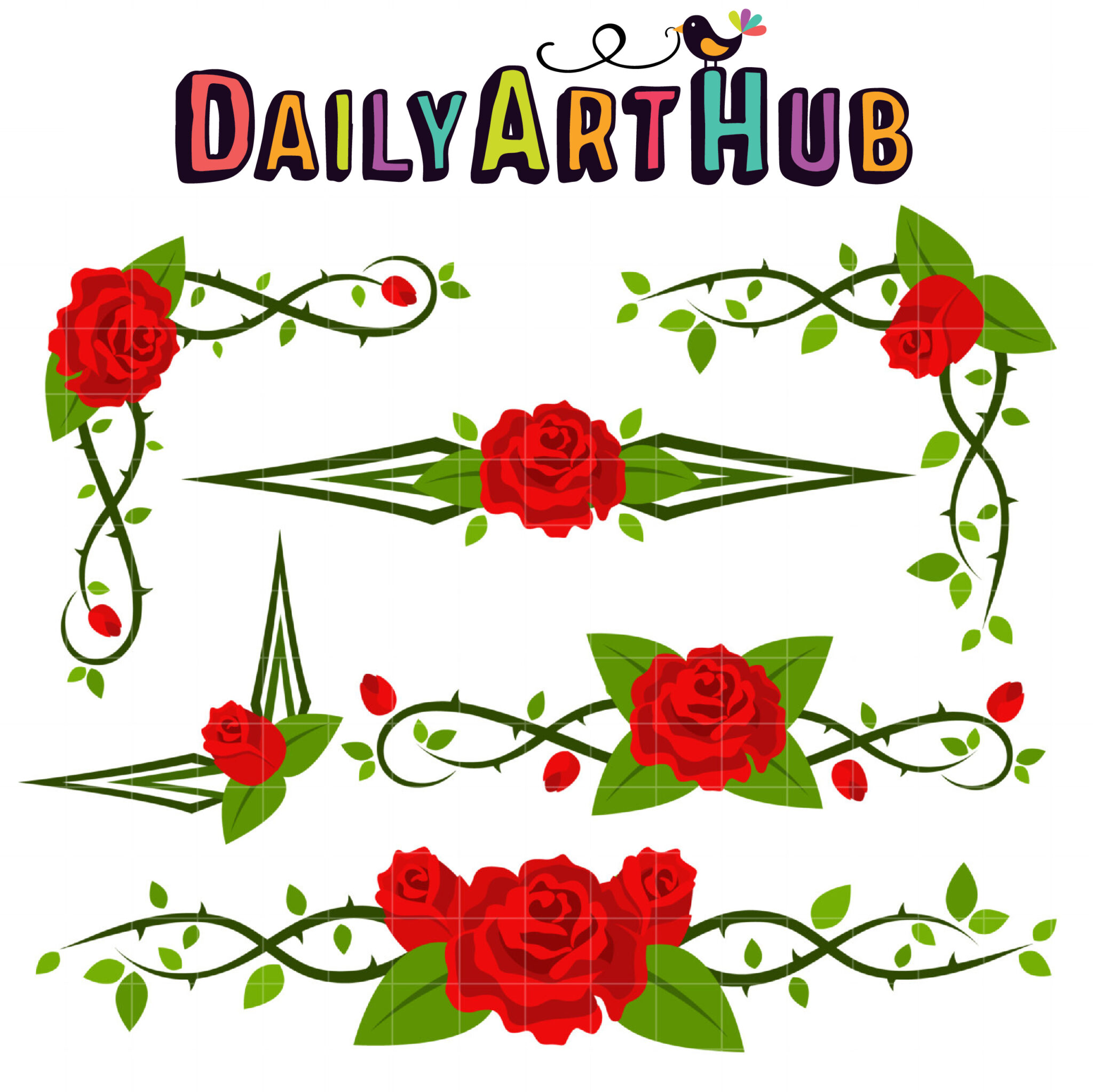 red rose border clipart
