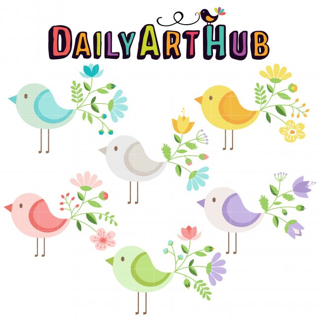 Floral Birds Clip Art Set – Daily Art Hub // Graphics, Alphabets & SVG