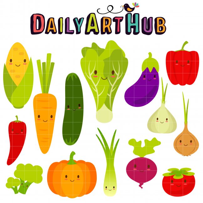 Happy Veggies Clip Art Set – Daily Art Hub // Graphics, Alphabets & SVG