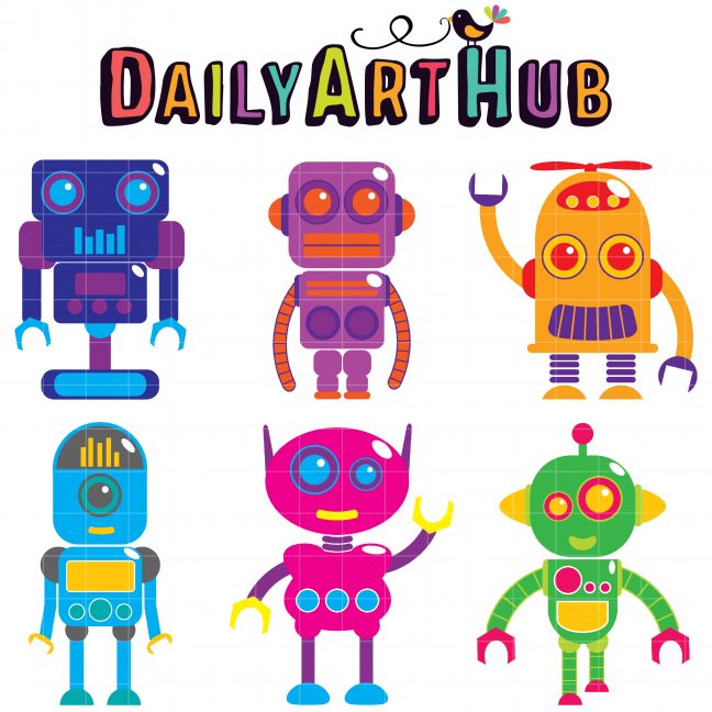 Robots Clip Art Set – Daily Art Hub // Graphics, Alphabets & SVG