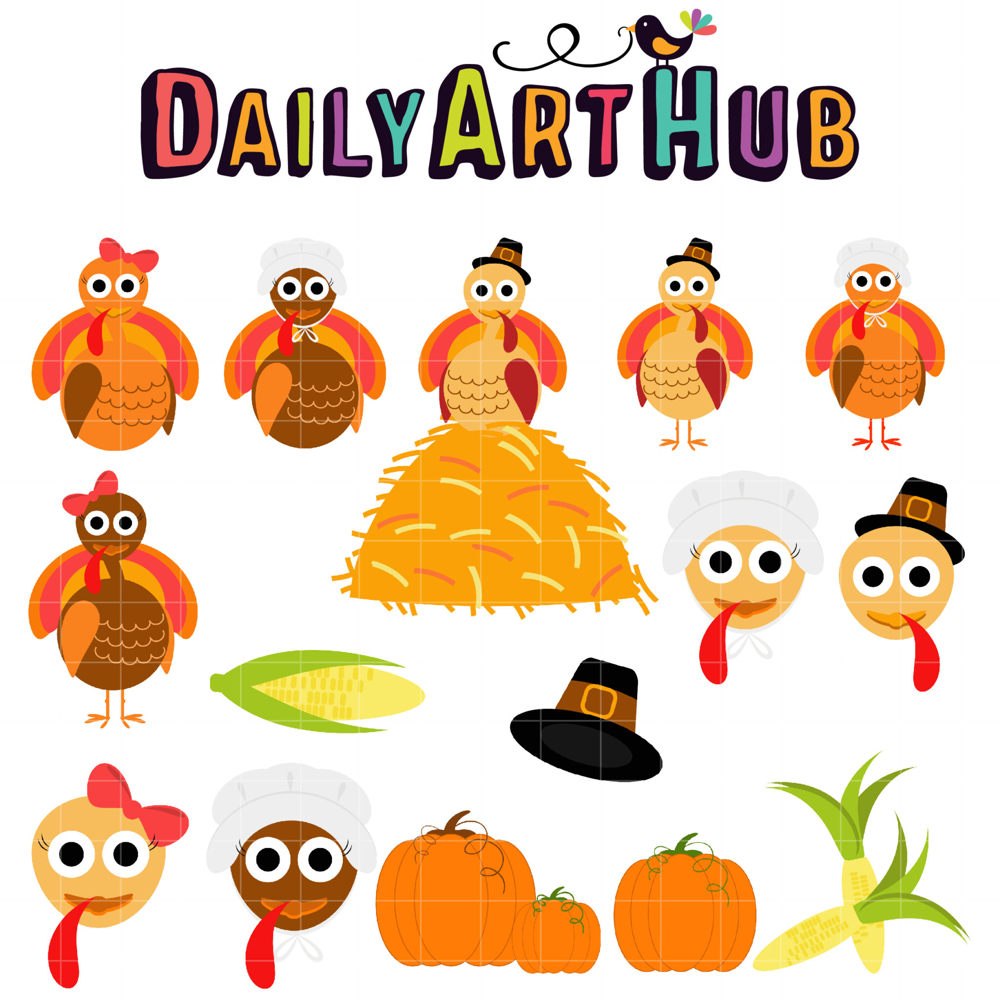 Gobble Gobble Thanksgiving Turkey Clip Art Set Daily Art Hub