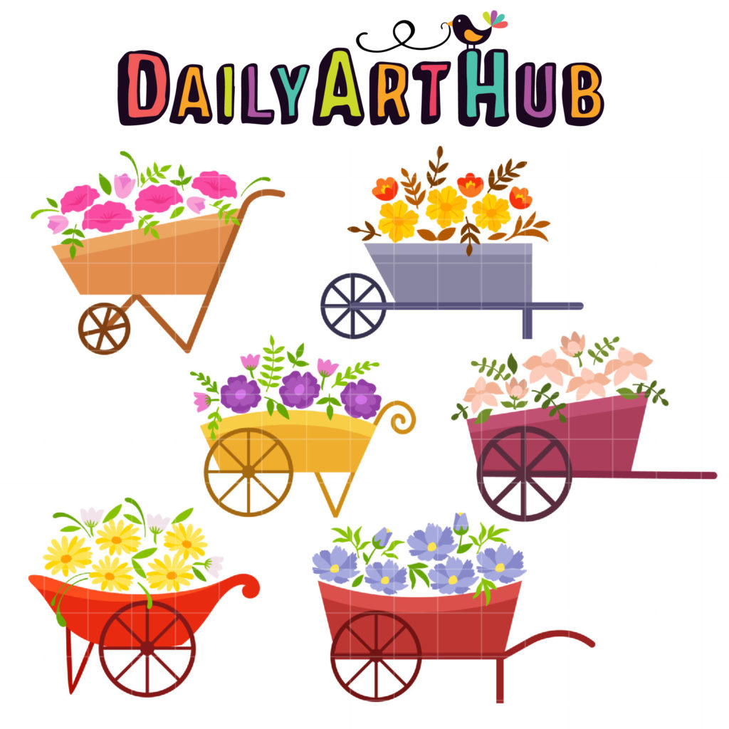 Flower Carts Clip Art Set – Daily Art Hub // Graphics, Alphabets & SVG