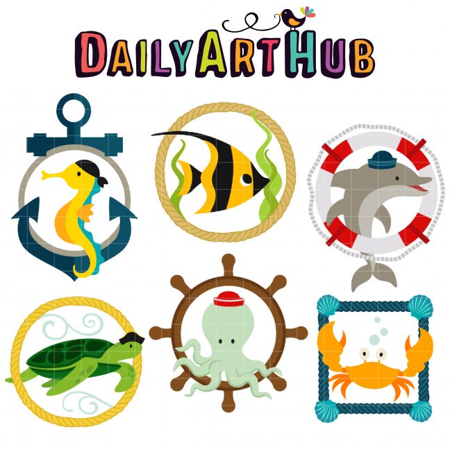 Sea Life Cameos Clip Art Set – Daily Art Hub // Graphics, Alphabets & SVG