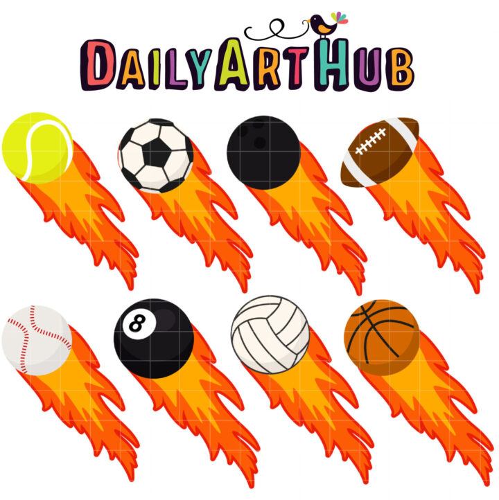 Sports Fireball Clip Art Set