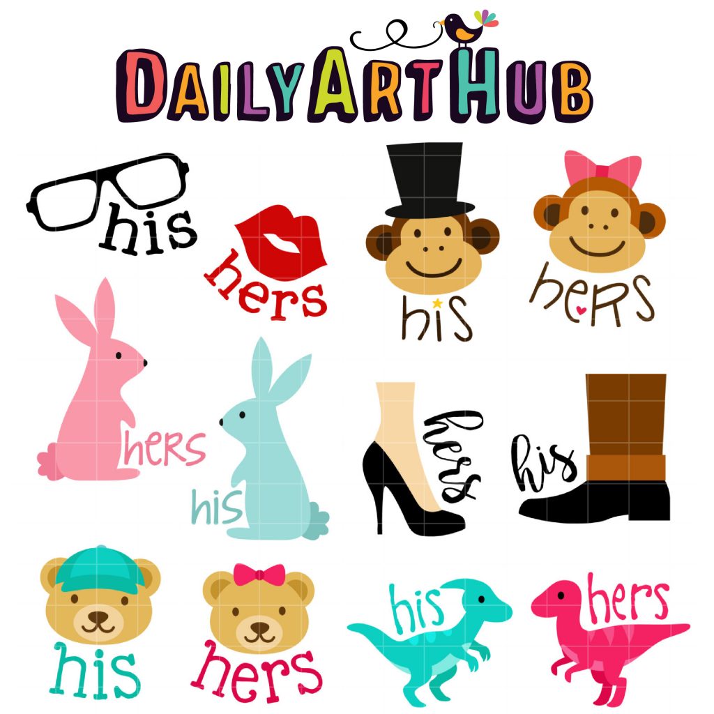 His And Hers Labels Clip Art Set Daily Art Hub Graphics Alphabets And Svg