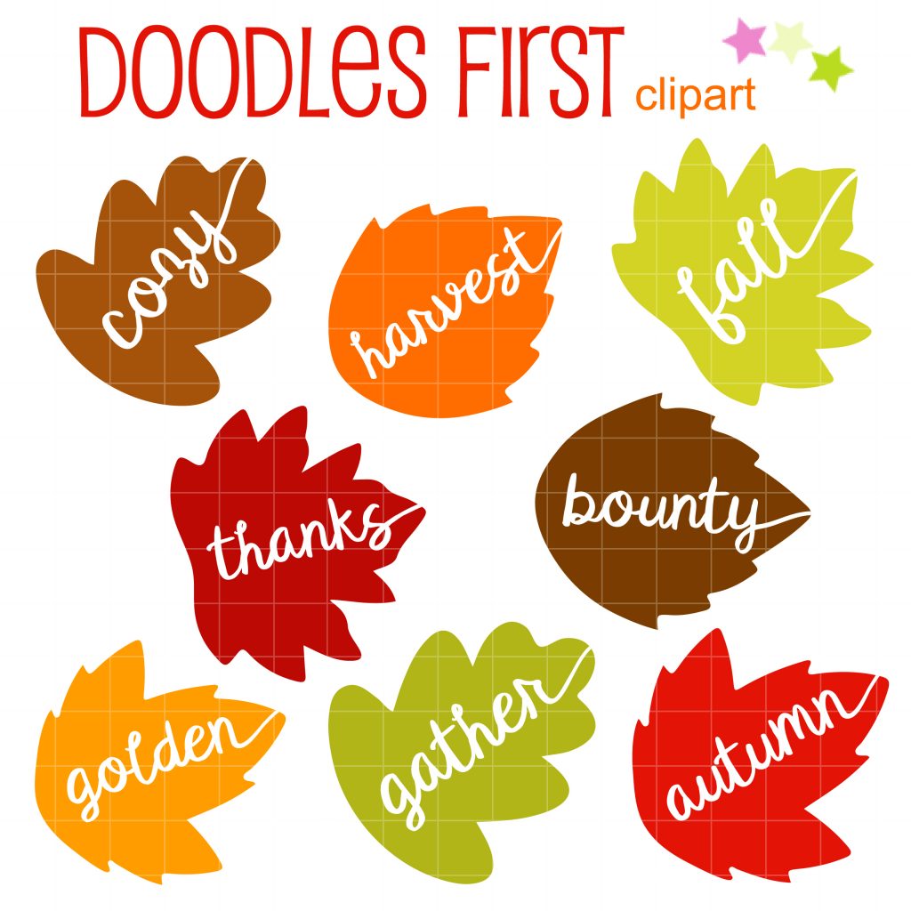 Autumn Words On Leaves Clip Art Set Daily Art Hub Graphics