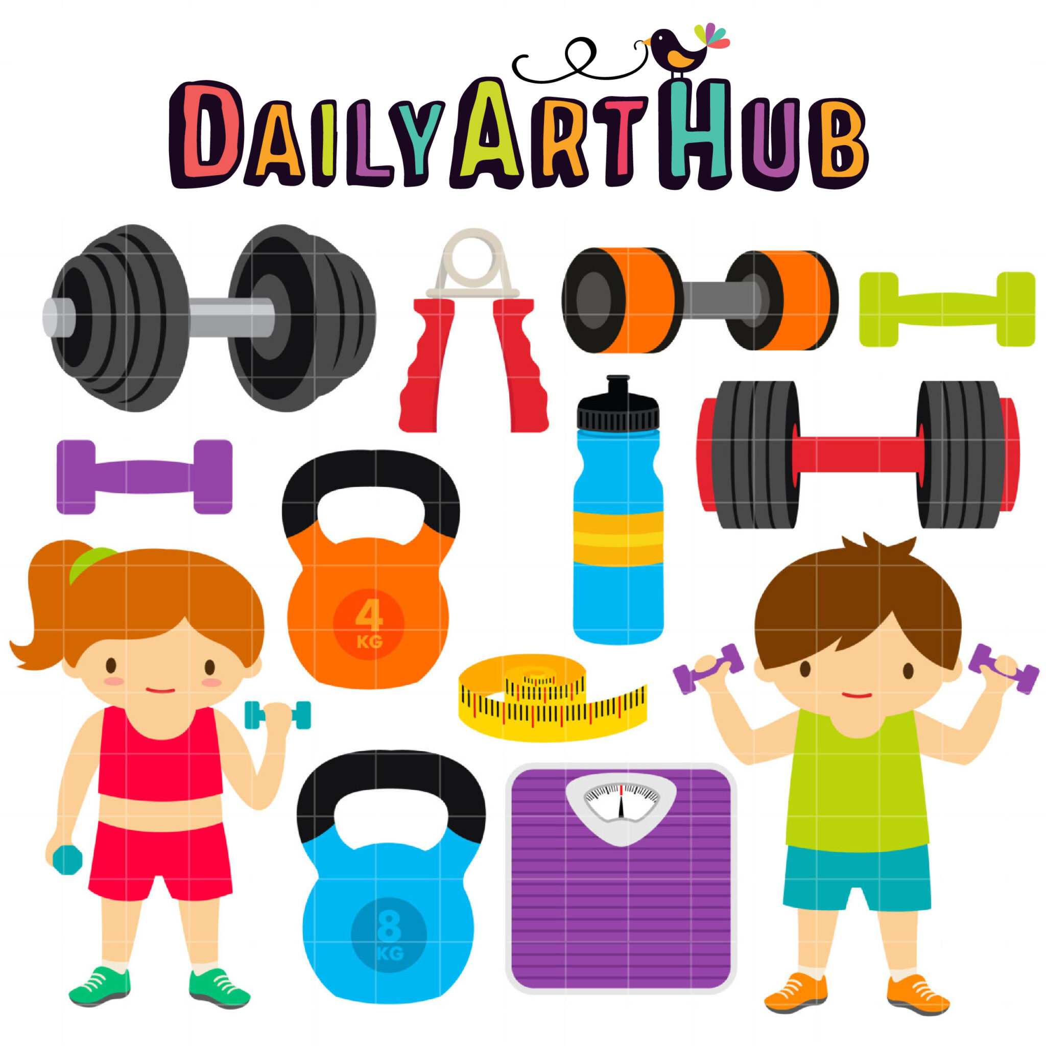 Outline Fitness Elements Clip Art Set – Daily Art Hub // Graphics