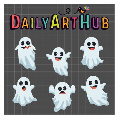 Happy Ghost Clip Art Set – Daily Art Hub – Free Clip Art Everyday