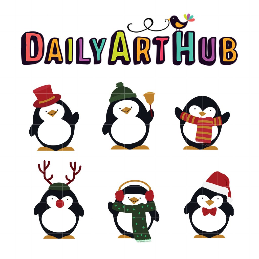 Christmas Penguins Clip Art Set – Daily Art Hub // Graphics, Alphabets