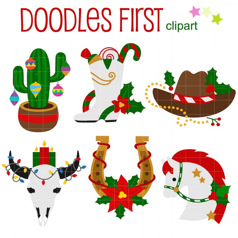 Cowboy Christmas Clip Art Set Daily Art Hub // Graphics, Alphabets & SVG