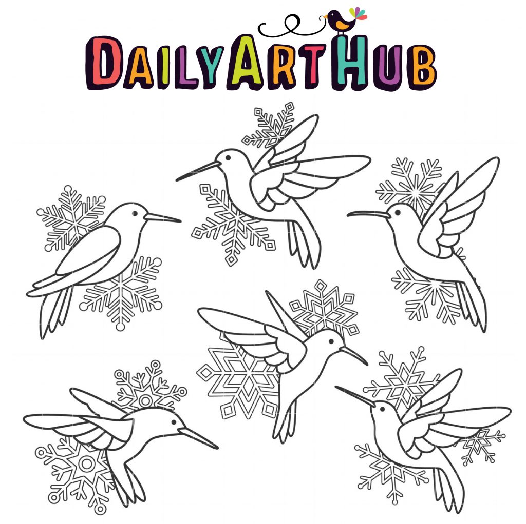 Hummingbird Snowflake Outline Clip Art Set – Daily Art Hub // Graphics