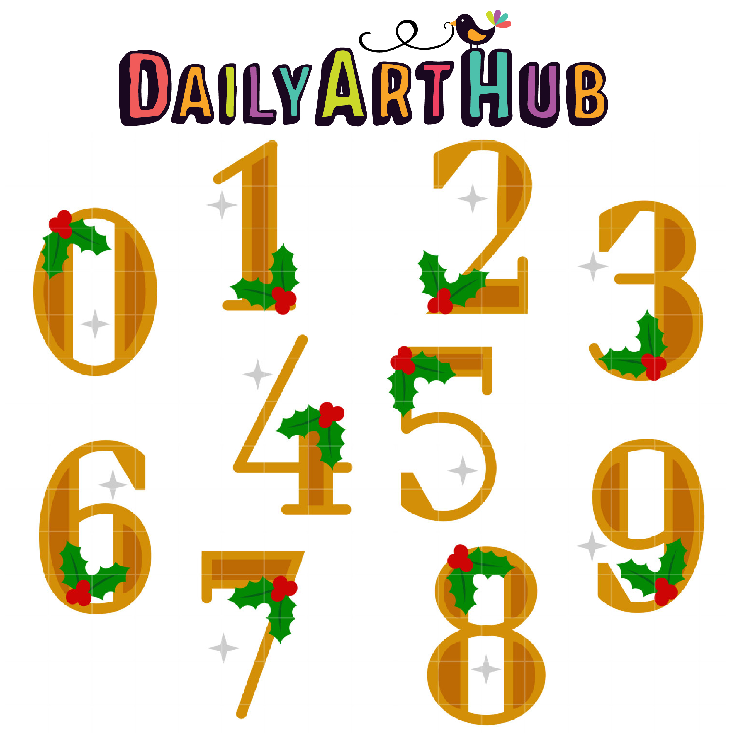 Mistletoe Holiday Numbers Clip Art Set Daily Art Hub Free Clip Art Everyday