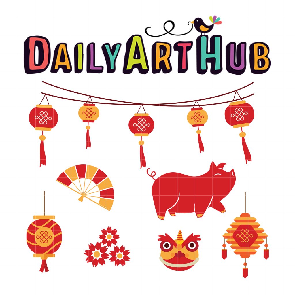 Chinese New Year Clip Art Set Daily Art Hub // Graphics, Alphabets & SVG