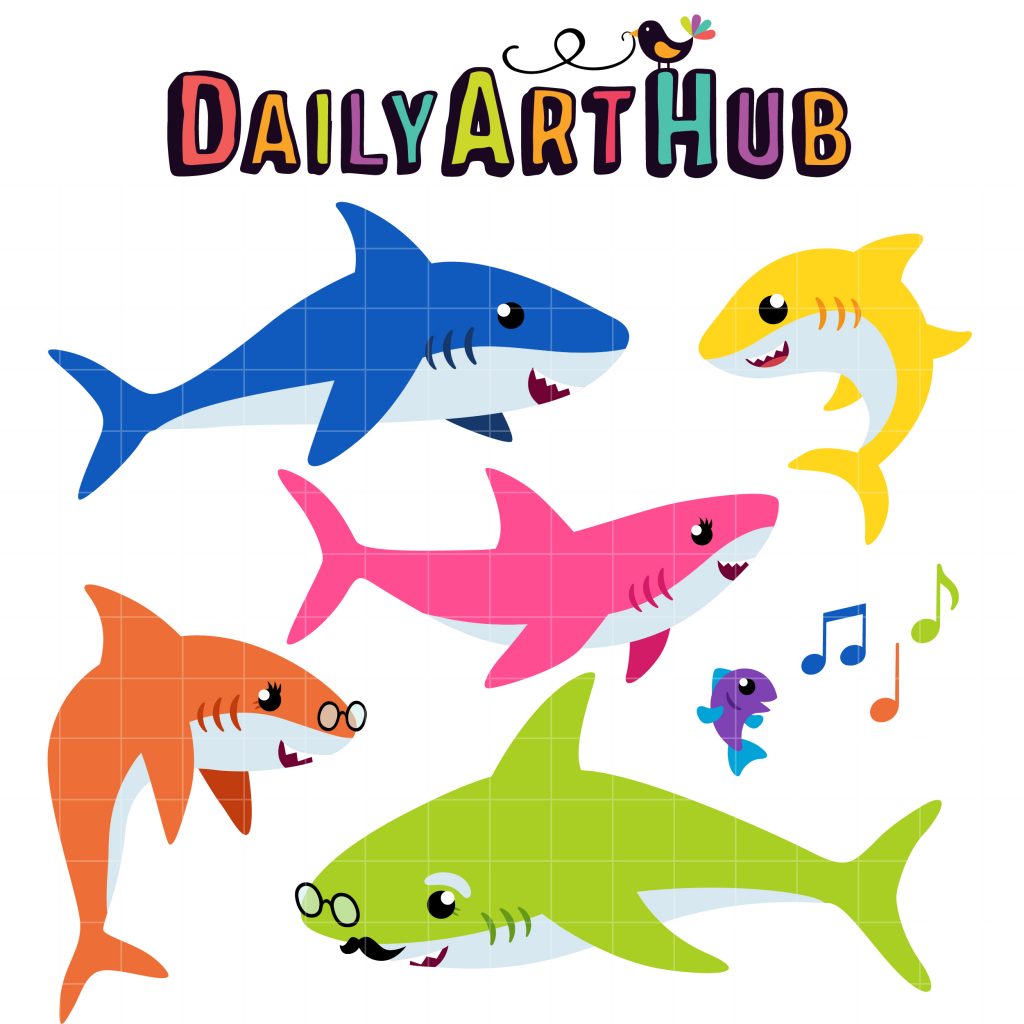 Shark Family Clip Art Set – Daily Art Hub // Graphics, Alphabets & SVG