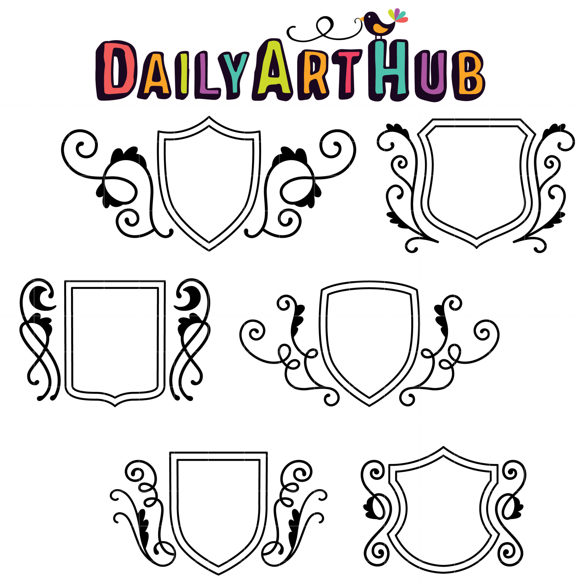 Majestic Crest Clip Art Set Daily Art Hub Graphics Alphabets And Svg