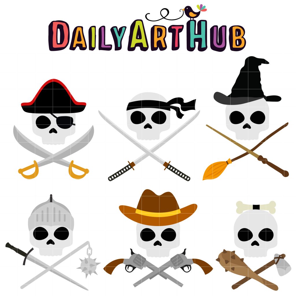 skulls-in-charge-character-clip-art-set-daily-art-hub-graphics