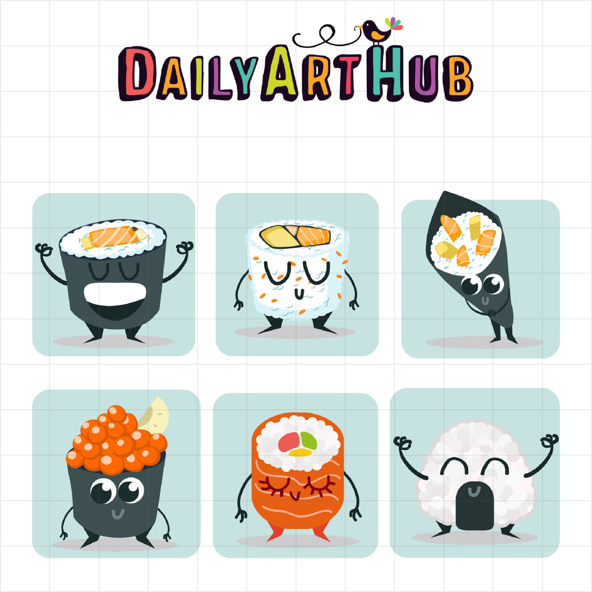 Kawaii Sushi Clip Art Set – Daily Art Hub // Graphics, Alphabets & SVG