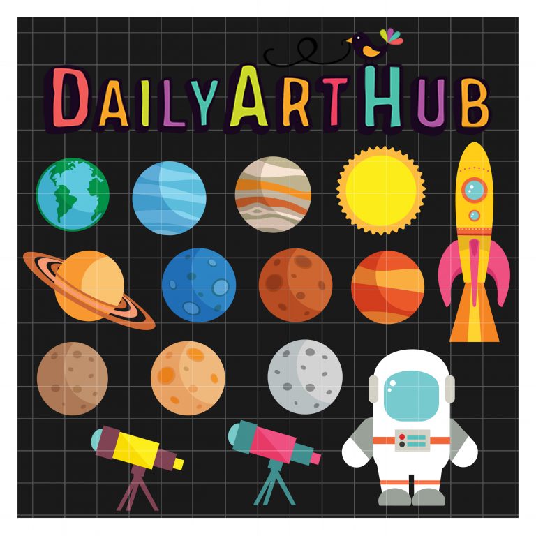 Solar System and an Astronaut Clip Art Set – Daily Art Hub // Graphics ...