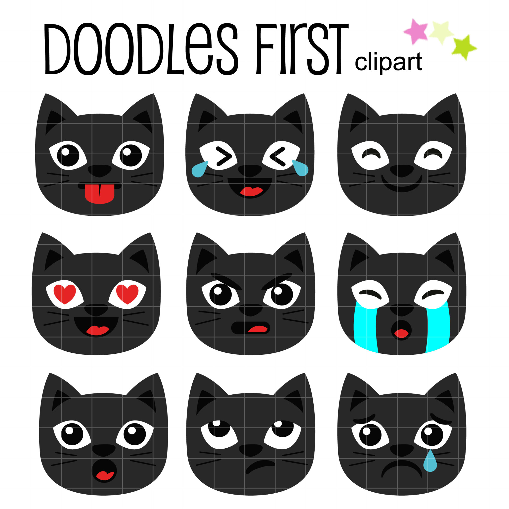 Set Black Cat Emoji. Vector & Photo (Free Trial)