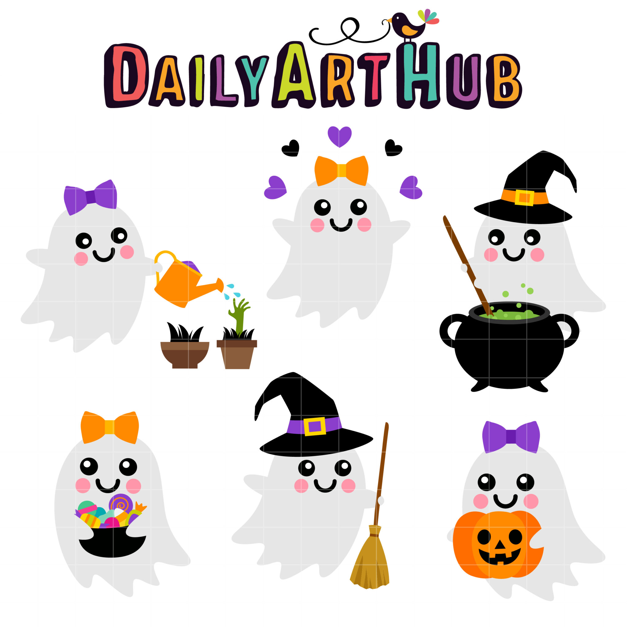 Cute Halloween Ghost Clip Art Set – Daily Art Hub // Graphics