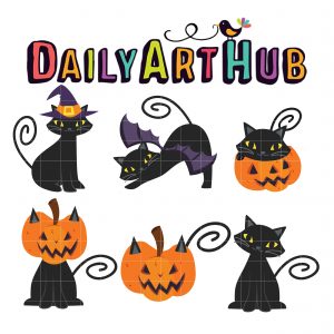 Black Cat and Pumpkin Clip Art Set – Daily Art Hub // Graphics ...