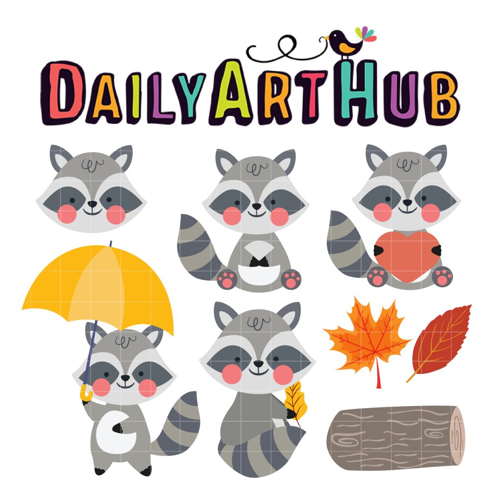 Cute Raccoon Clip Art Set – Daily Art Hub // Graphics, Alphabets & SVG