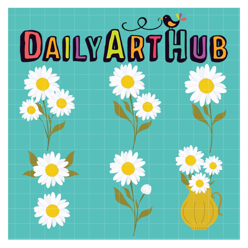 Daisy Flower Set Clip Art Set – Daily Art Hub // Graphics, Alphabets & SVG