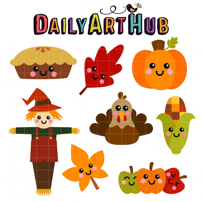 Kawaii Thanksgiving Clip Art Set Daily Art Hub // Graphics, Alphabets