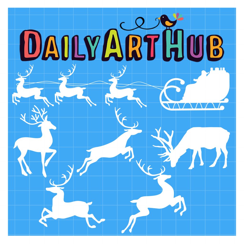 Winter Reindeer Silhouette Clip Art Set – Daily Art Hub // Graphics