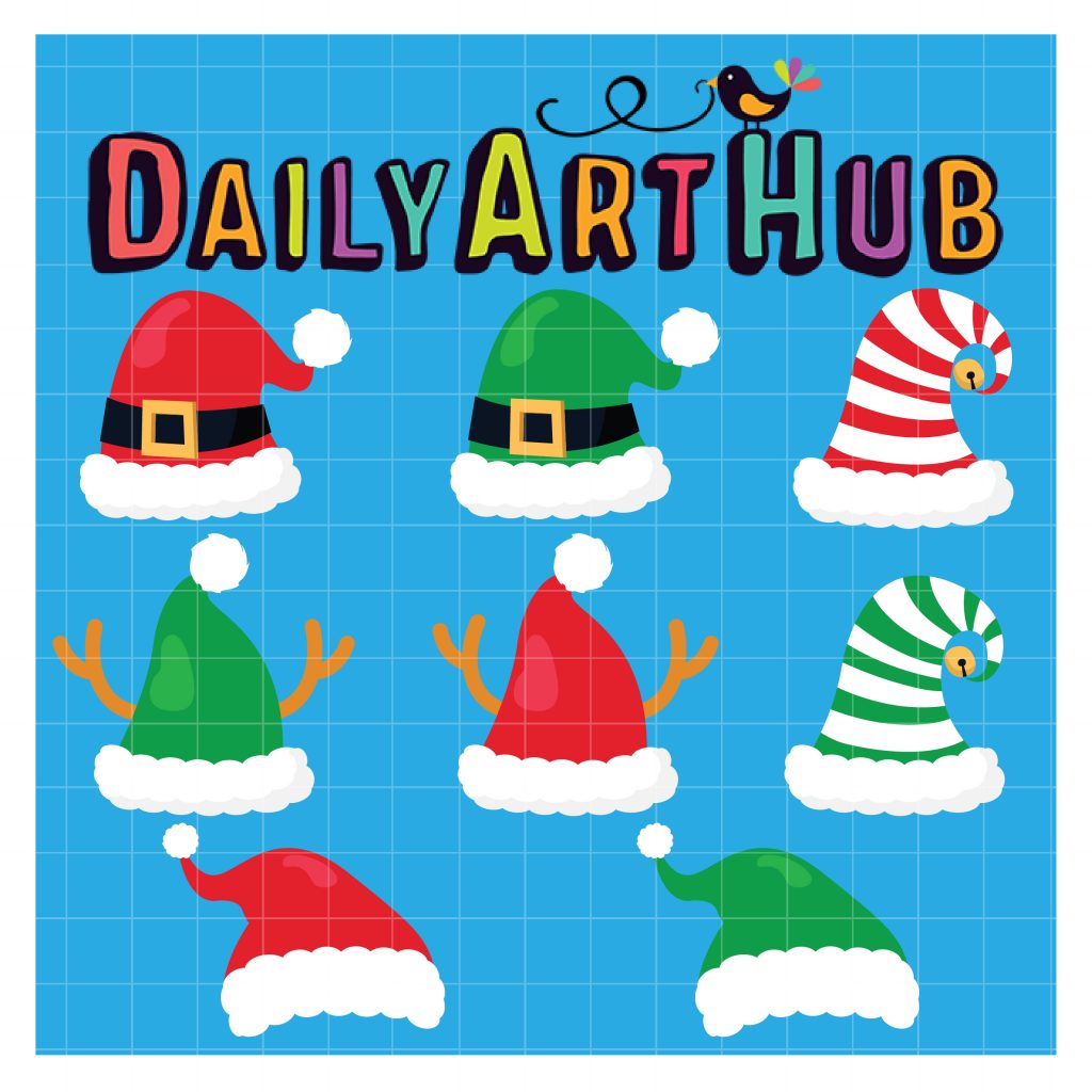 Santa Hats Collection Clip Art Set – Daily Art Hub // Graphics