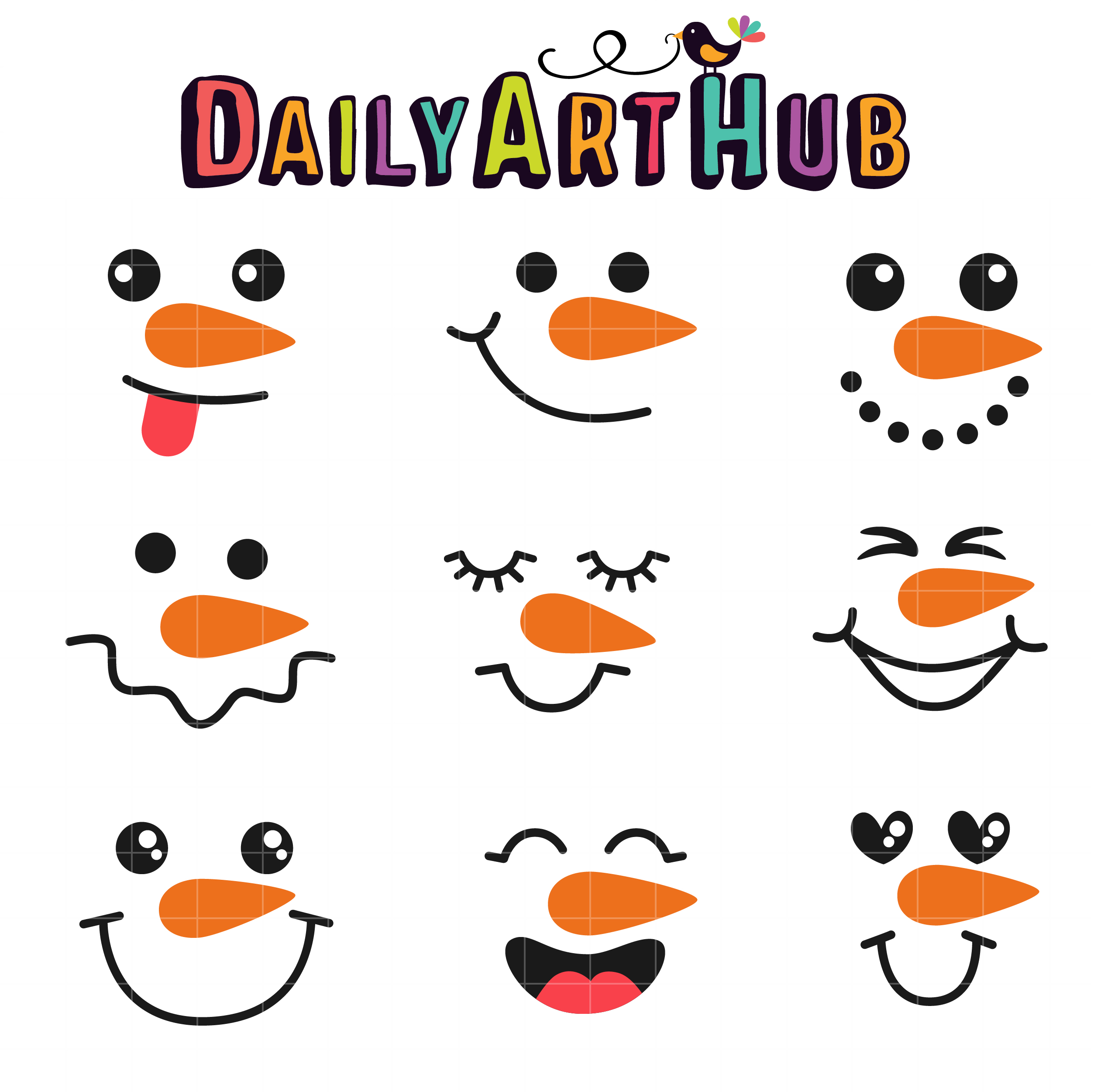 Snowman Faces Clip Art Set Daily Art Hub Free Clip Art Everyday
