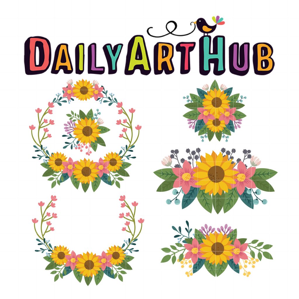 Sunflower Bouquet Clip Art Set – Daily Art Hub // Graphics, Alphabets & SVG