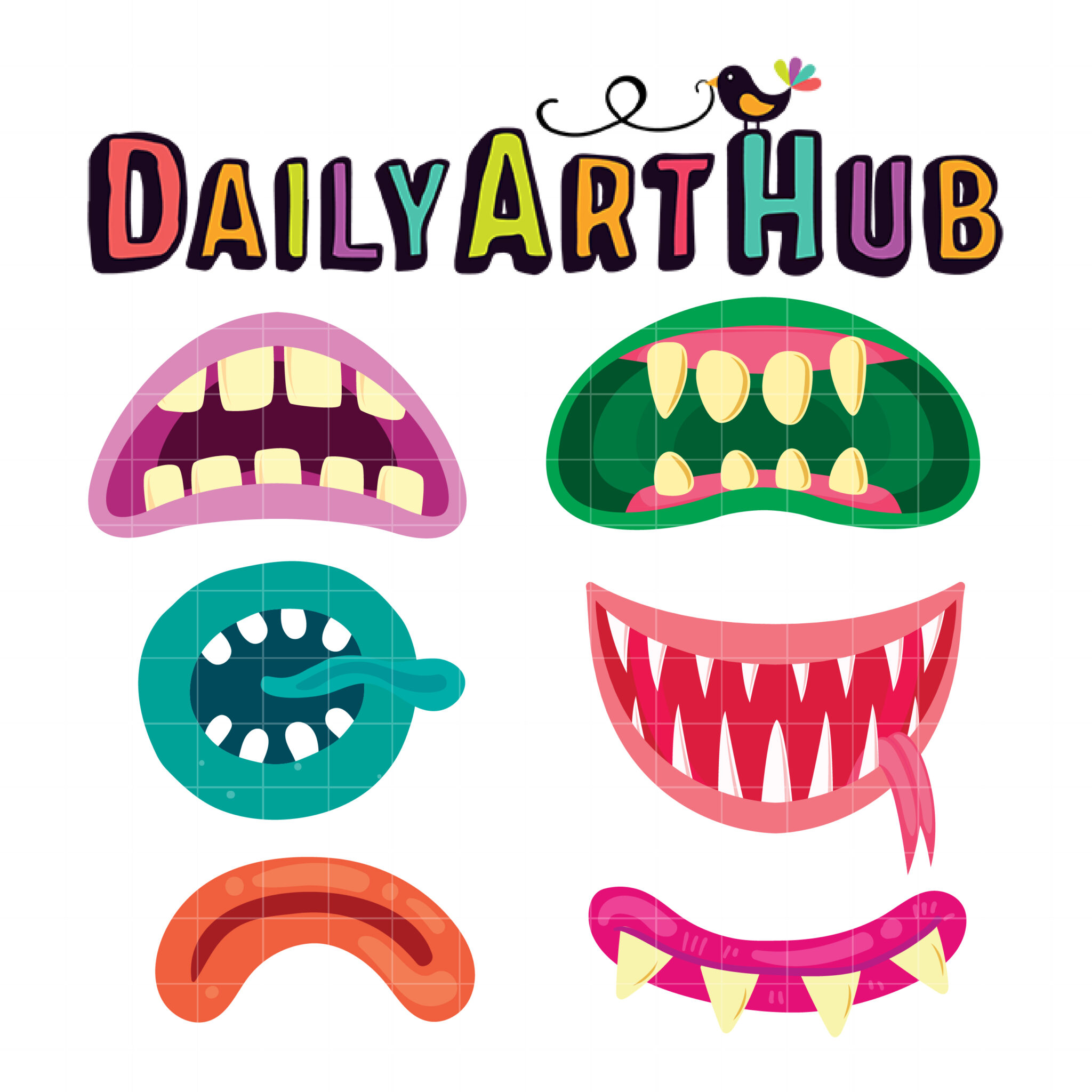 Scary Monster Mouth Clip Art Set Daily Art Hub // Graphics, Alphabets