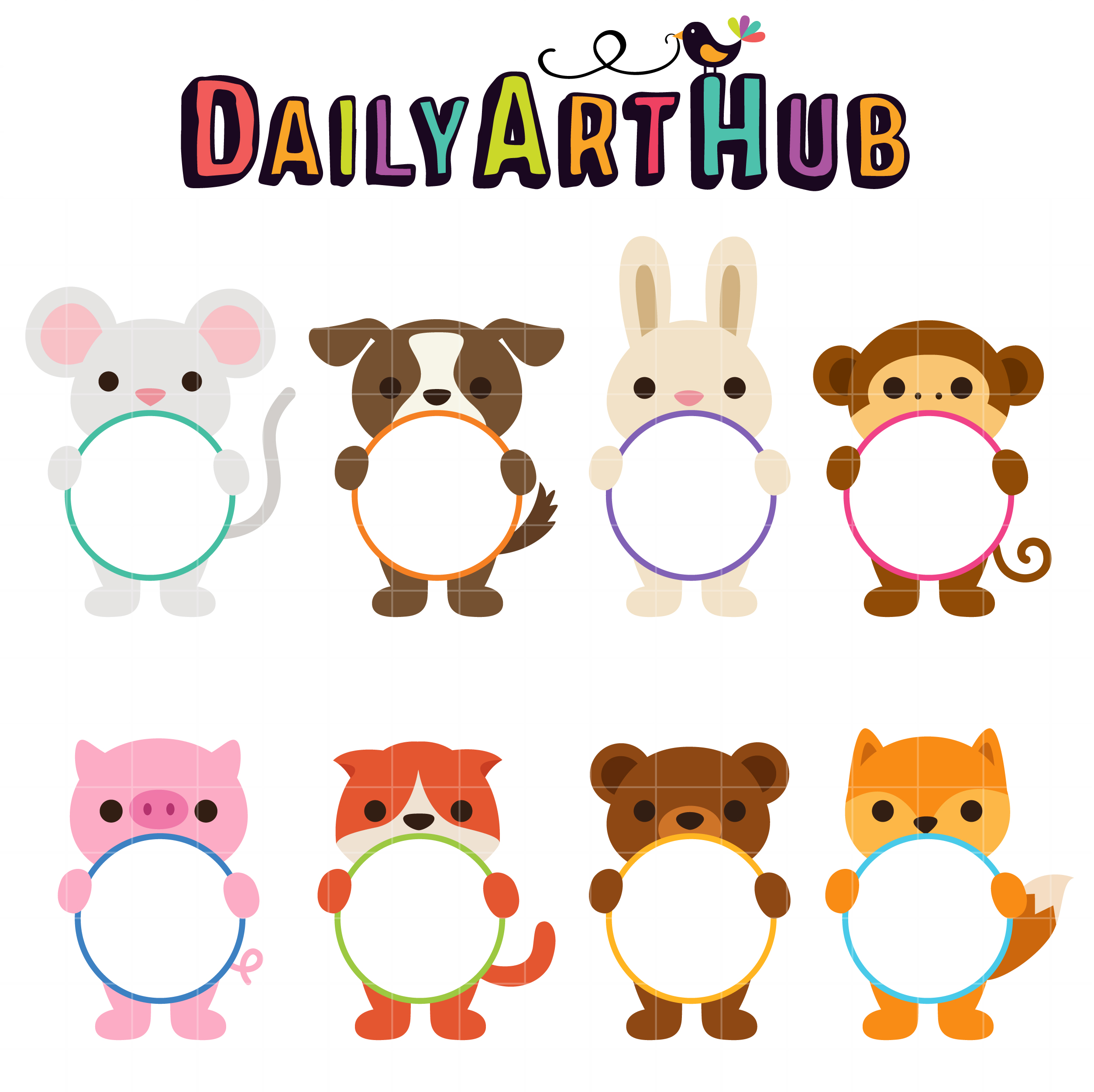 Download Animals Circle Monogram Frame Clip Art Set Daily Art Hub Free Clip Art Everyday