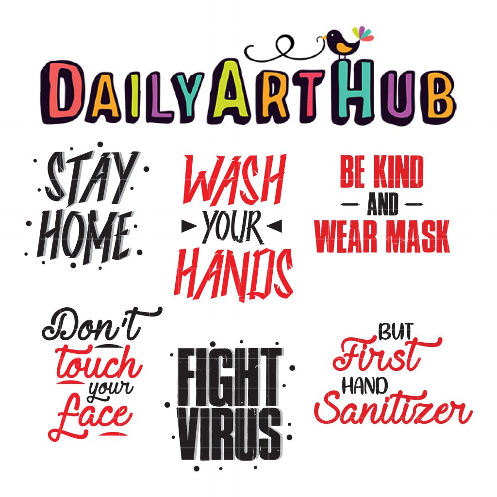 Quarantine Warning Typography Clip Art Set – Daily Art Hub // Graphics ...