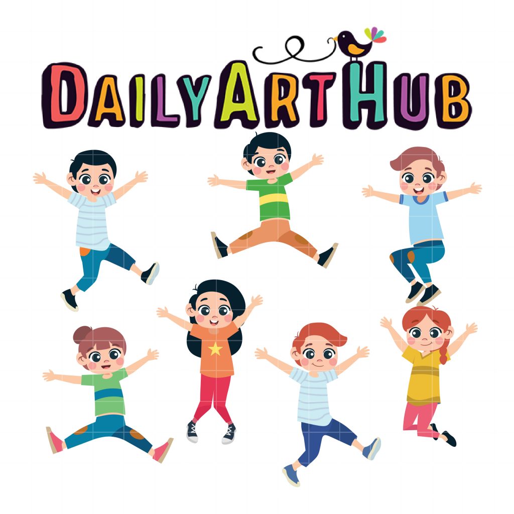 kids jumping clip art