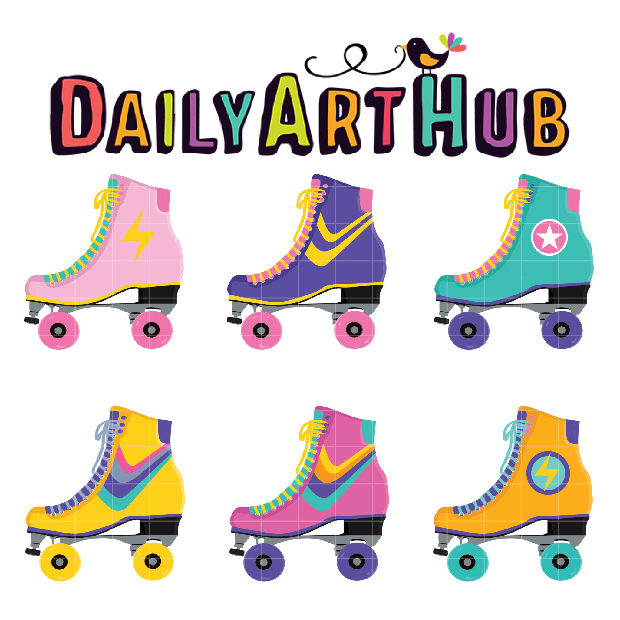 80's roller skates clipart