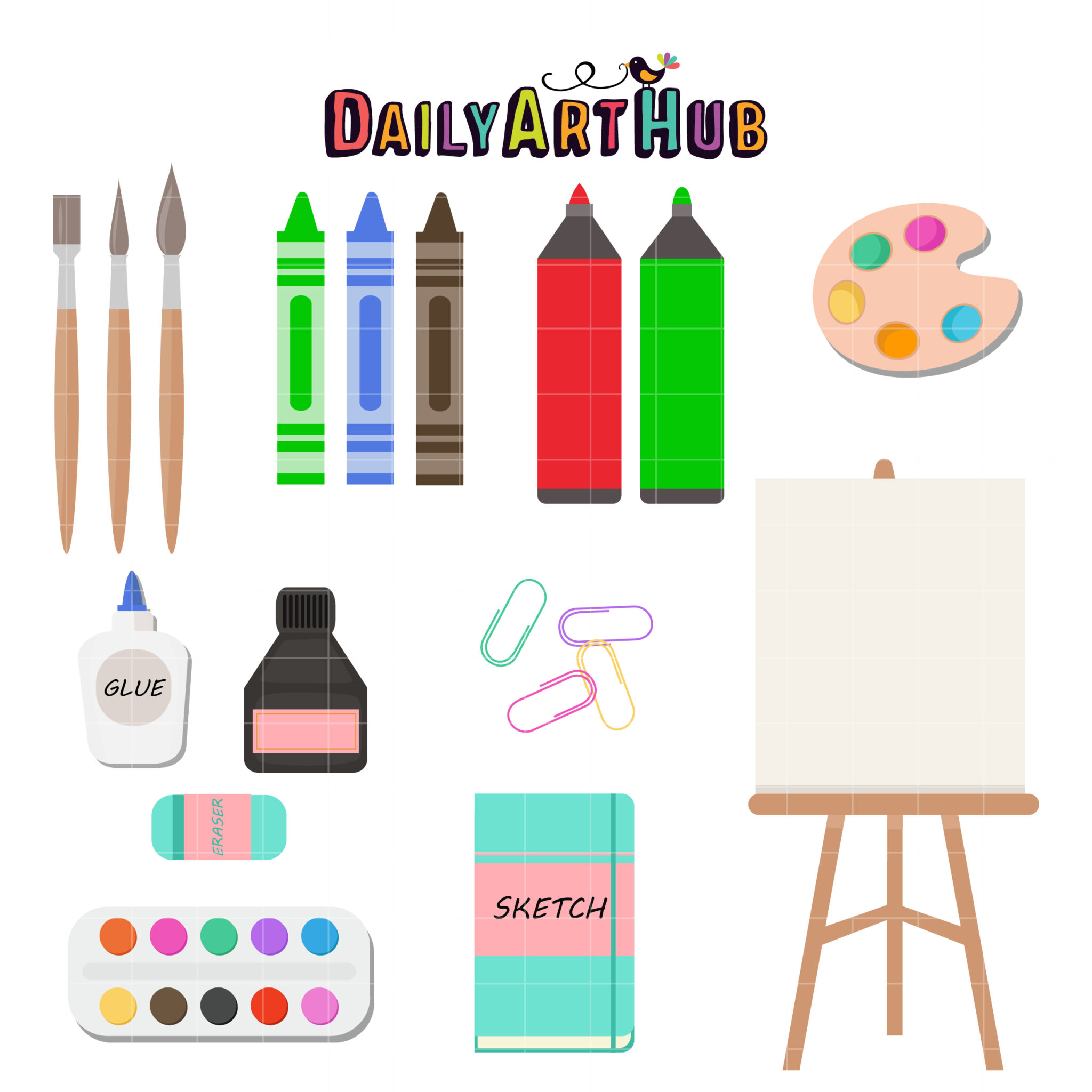 Art Supplies Clipart Set Painting, Drawing, Art, Glue, Crafting, Clip Art  Set Instant Download, Personal Use, Commercial Use, PNG 