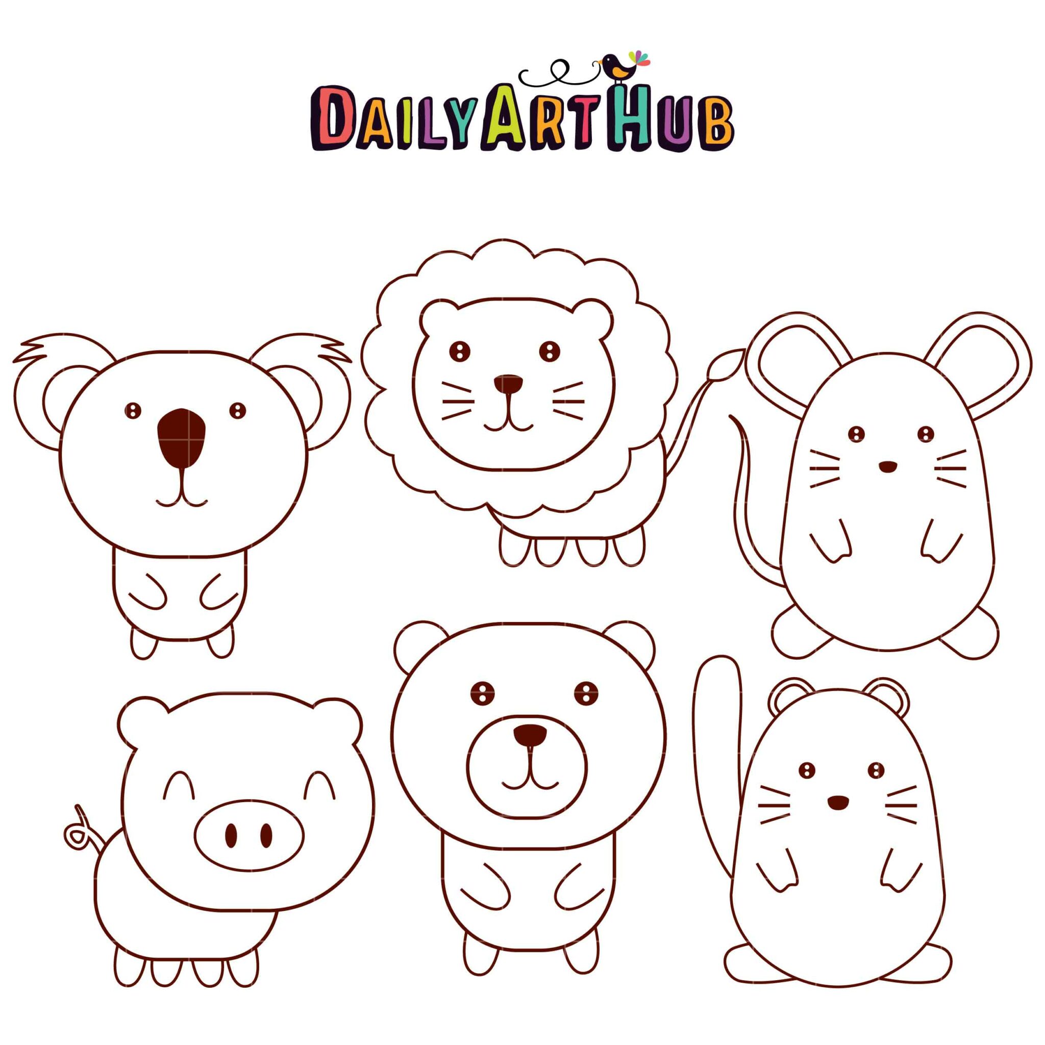 Cute Animal Sketches Clip Art Set – Daily Art Hub // Graphics ...