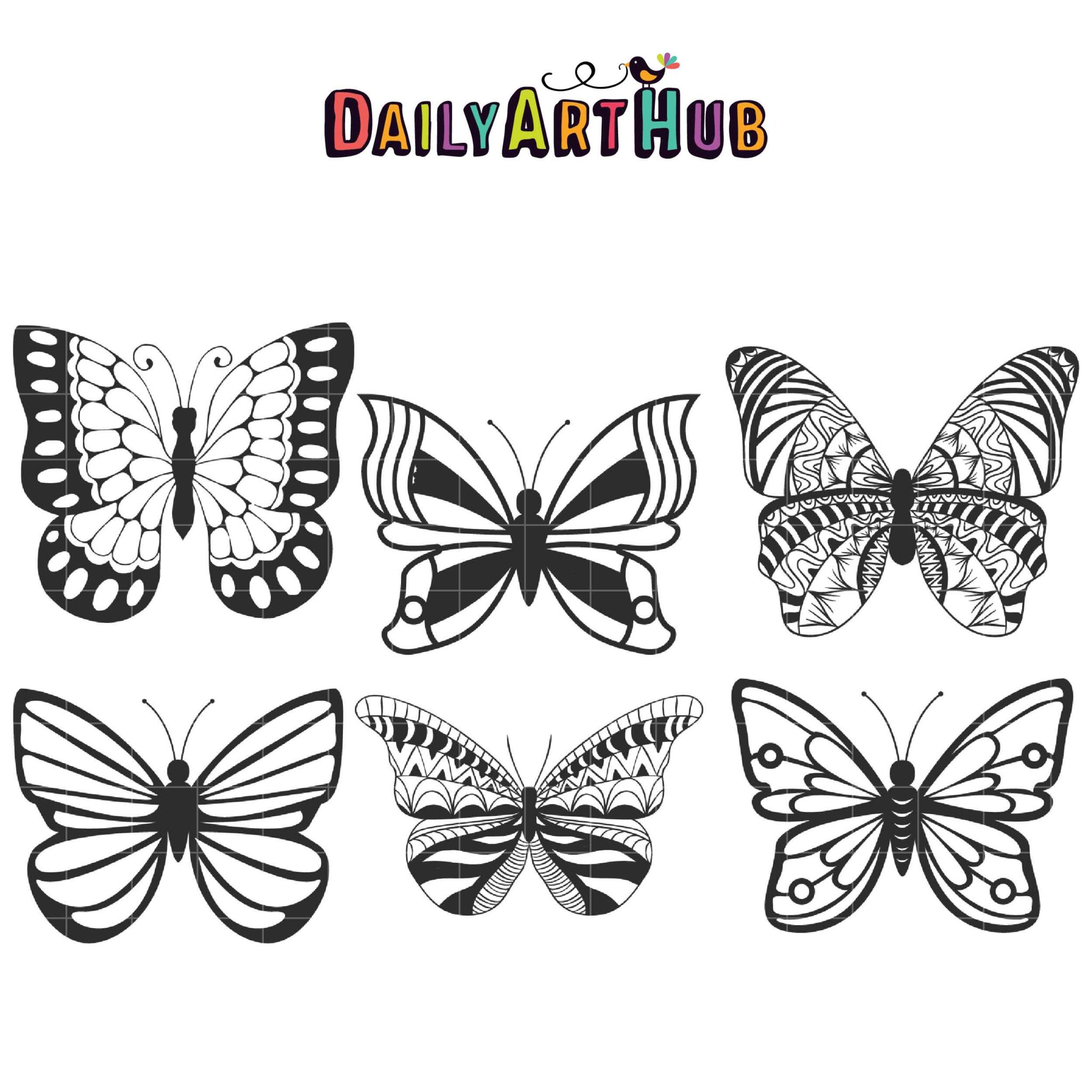 Beautiful Stylised Butterfly Outline Silhouettes Stock Illustration -  Download Image Now - Abstract, Animal, Animal Body Part - iStock