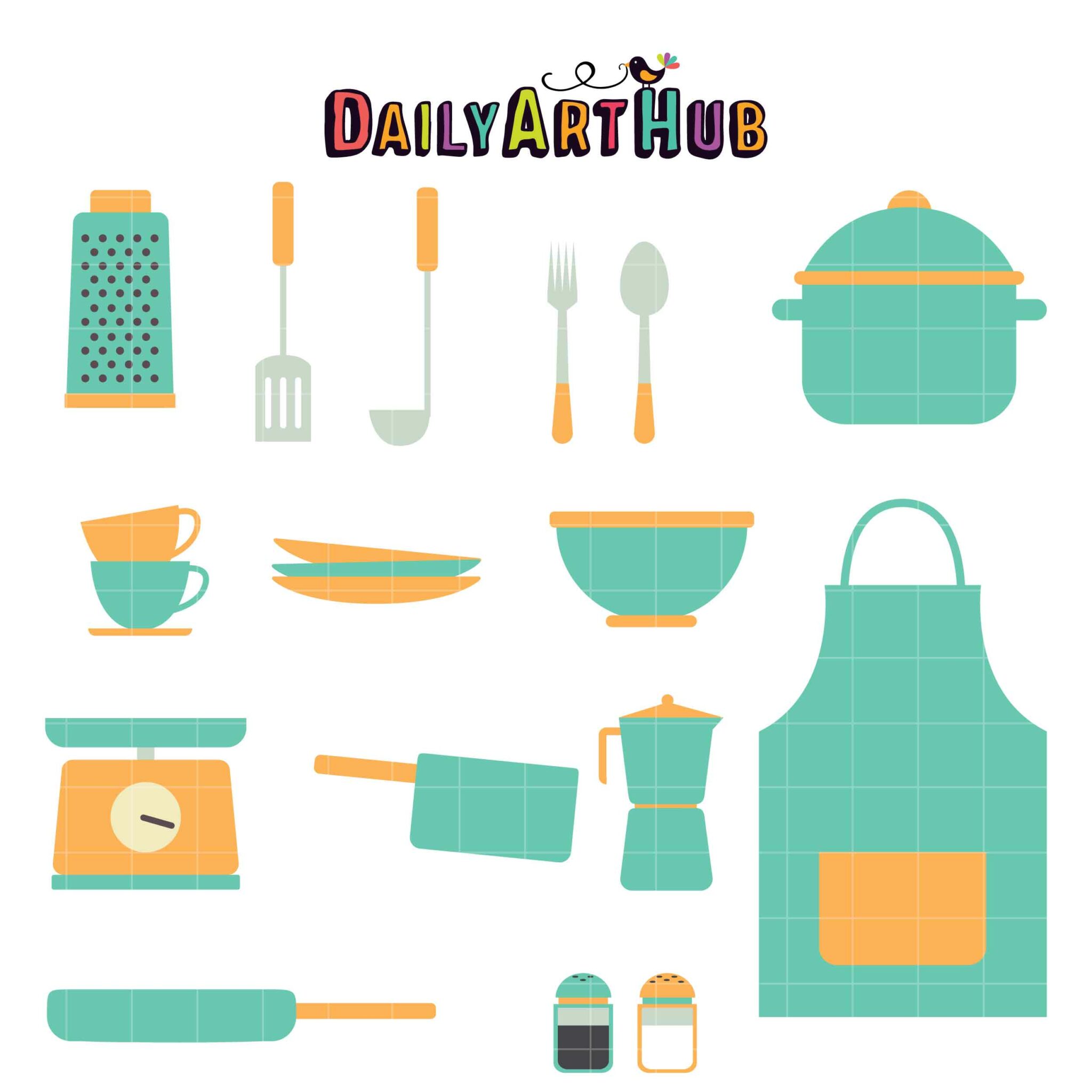 Cute Kitchen Wares Clip Art Set – Daily Art Hub // Graphics