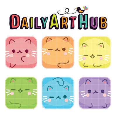 Cute Squared Cats Clip Art Set – Daily Art Hub // Graphics, Alphabets & SVG