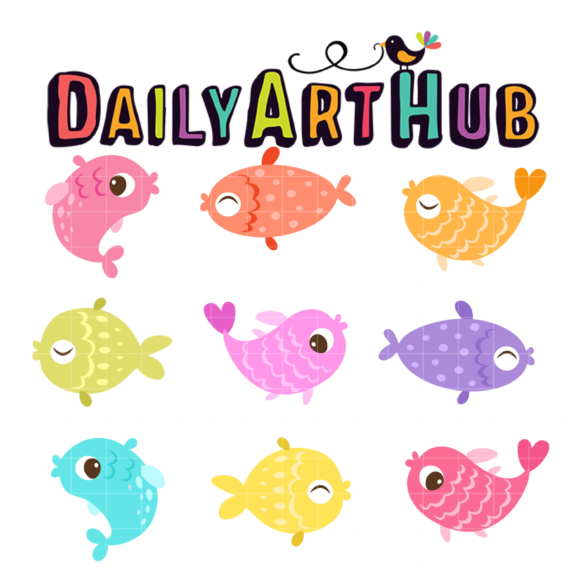 Colorful Doodle Fish Clip Art Set – Daily Art Hub // Graphics, Alphabets &  SVG