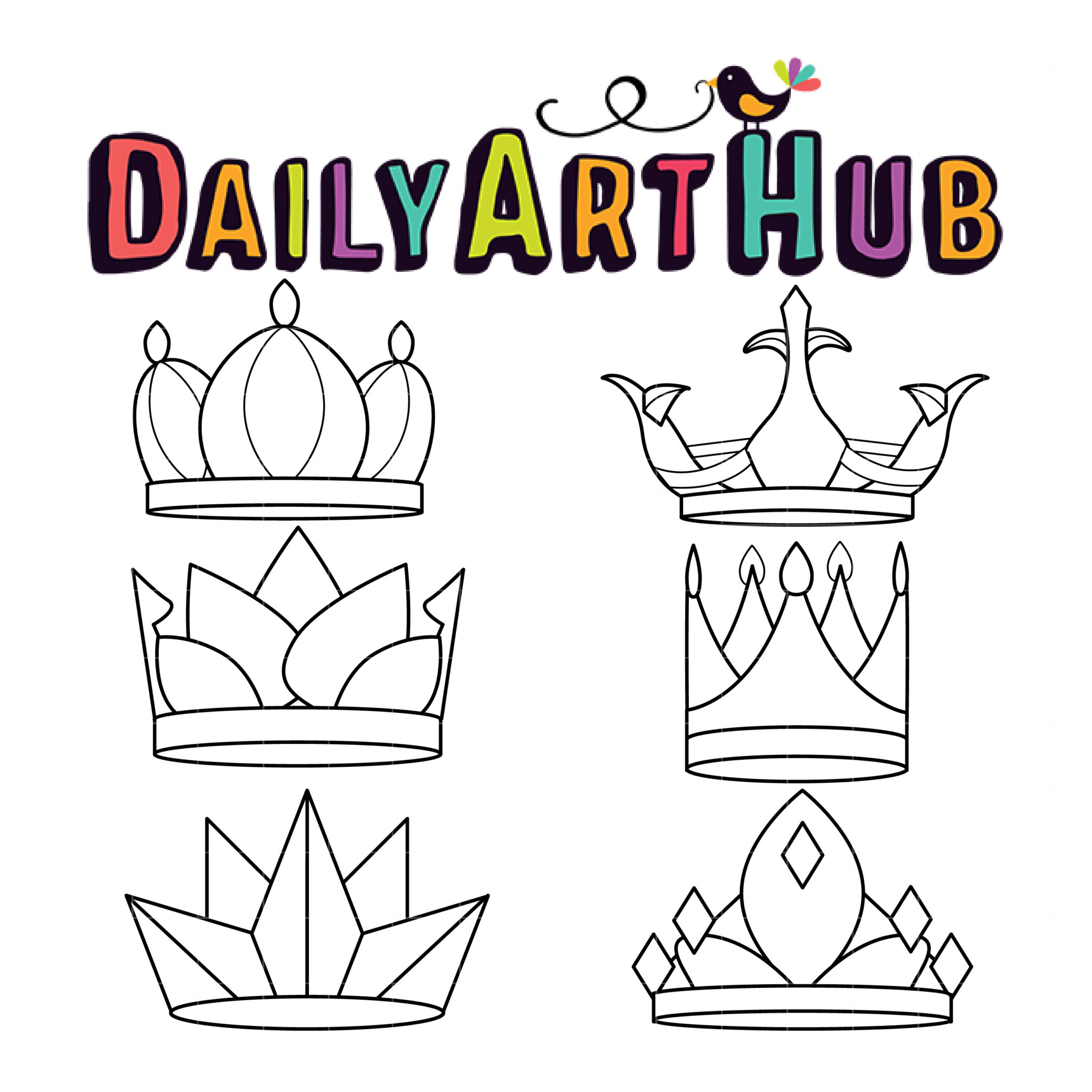 Crown Outline Drawings Clip Art Set Daily Art Hub // Graphics